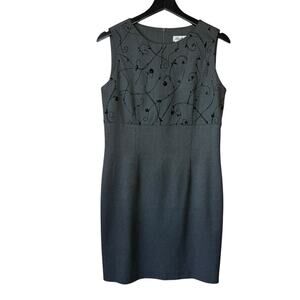 Blushe By Spiegal Vintage Gray Aline Size 8 dress Velvet Floral Embroidered